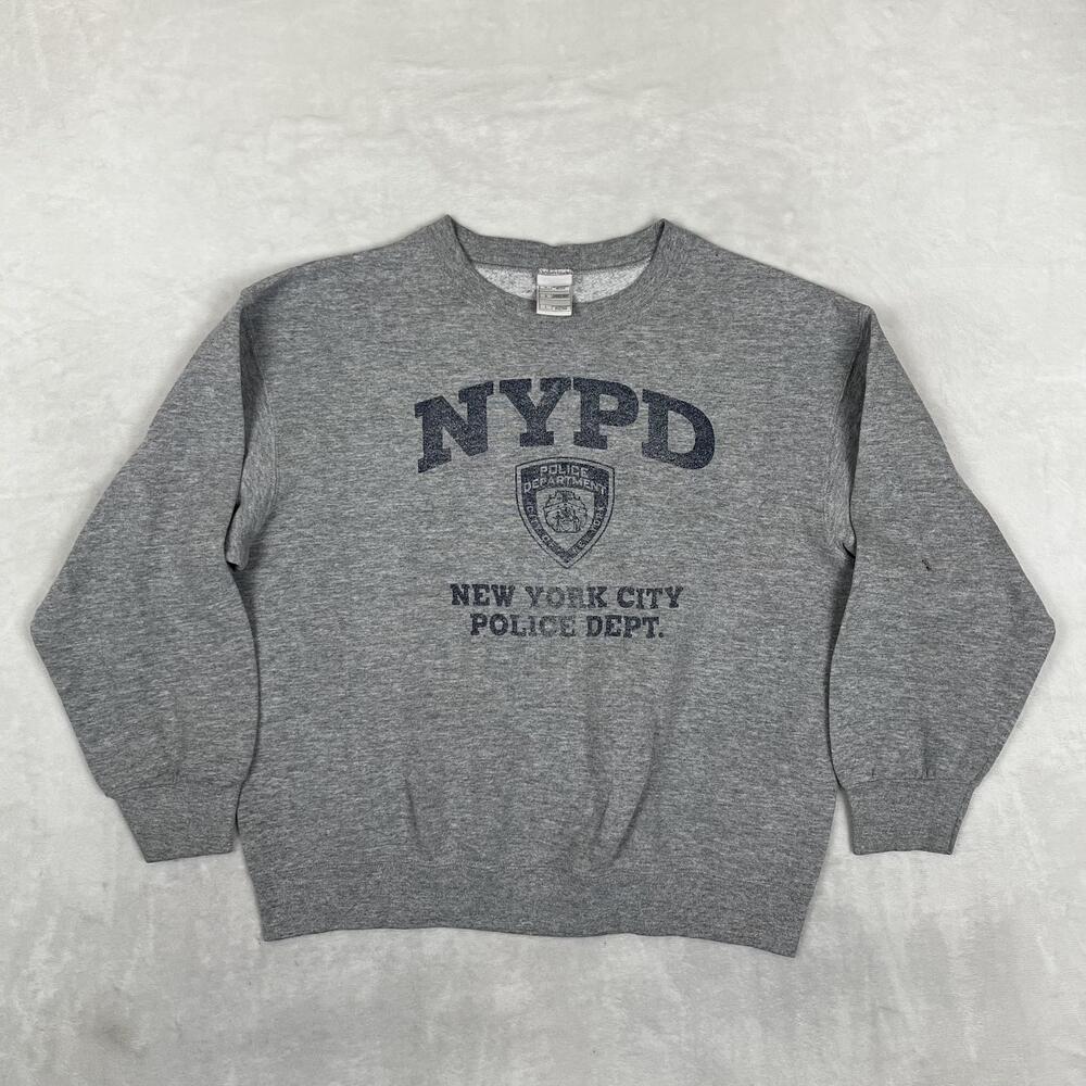 Vintage NYPD Sweatshirt Mens Large Gray Police NYC Crewneck Y2K 90s